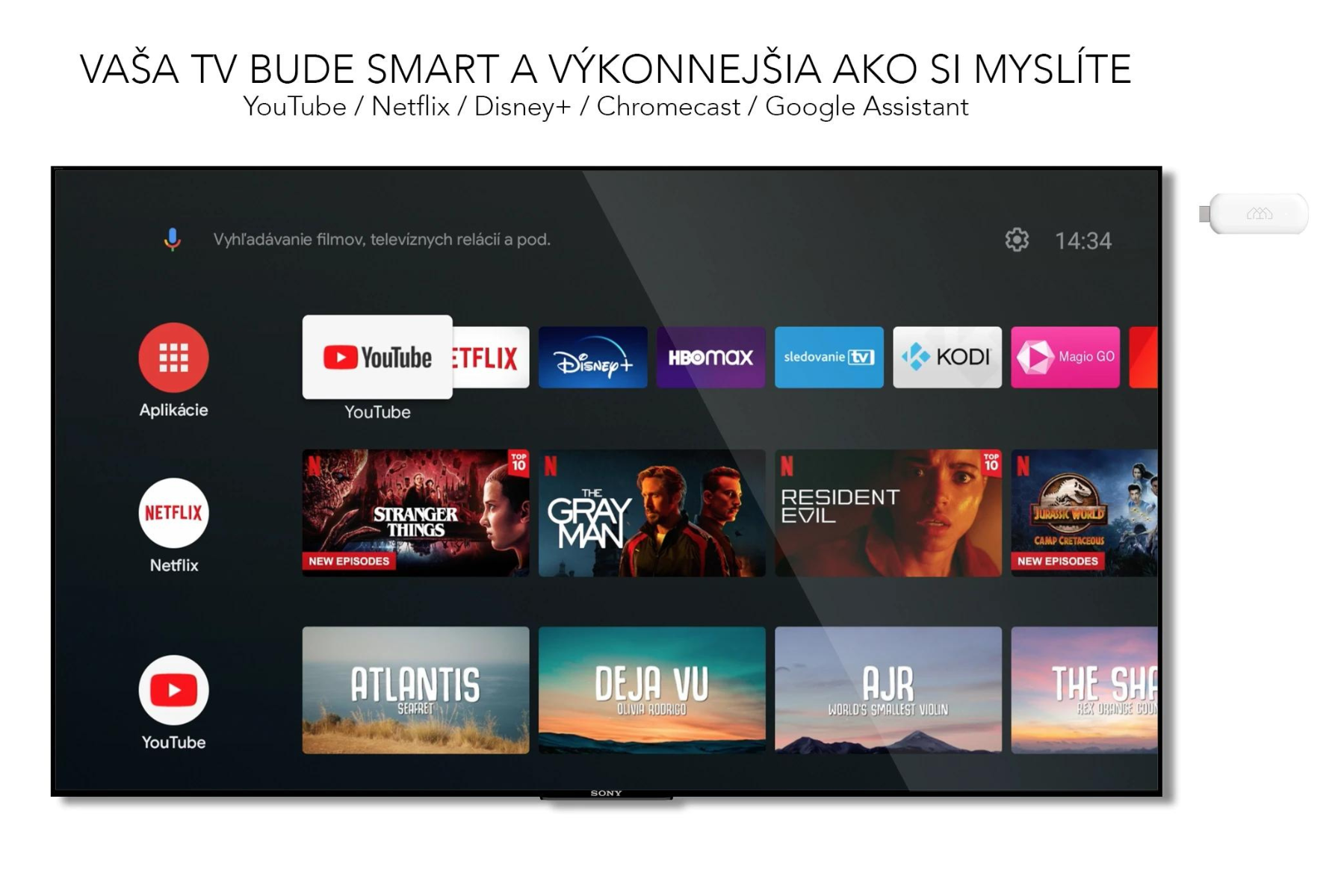 Multimediálne centrum Homatics Stick HD Android TV