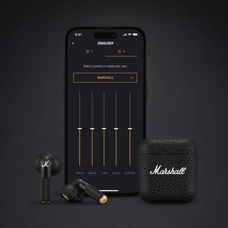 Zvuk sl&uacute;chadiel Marshall Minor IV si m&ocirc;žete vyladiť cez aplik&aacute;ciu Marshall.