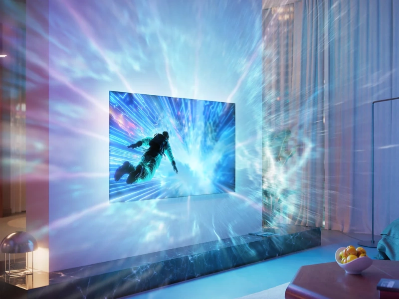 TV PHILIPS 50PQS9011/12 pomocou technol&oacute;gi&iacute; Dolby Vision a Dolby Atmos premen&iacute; va&scaron;u ob&yacute;vačku na s&uacute;kromn&uacute; VIP kinos&aacute;lu s priestorov&yacute;m zvukom.