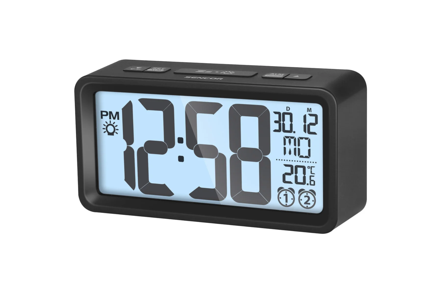 Digitálne hodiny s budíkom a teplomerom Sencor SDC 2800 B meranie teploty dizajn