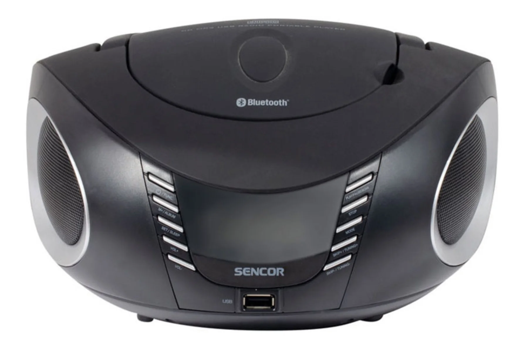 Boombox s CD/BT/MP3/USB/AUX a FM rádiom Sencor SPT 3600 BS funkcie