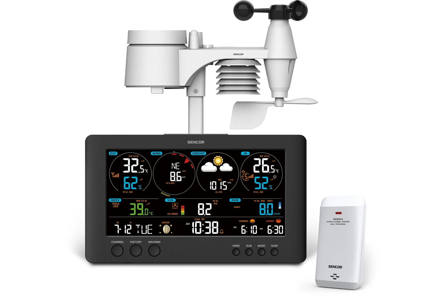 WiFi profesionálna meteorologická stanica Sencor SWS 12500s merania funkcie