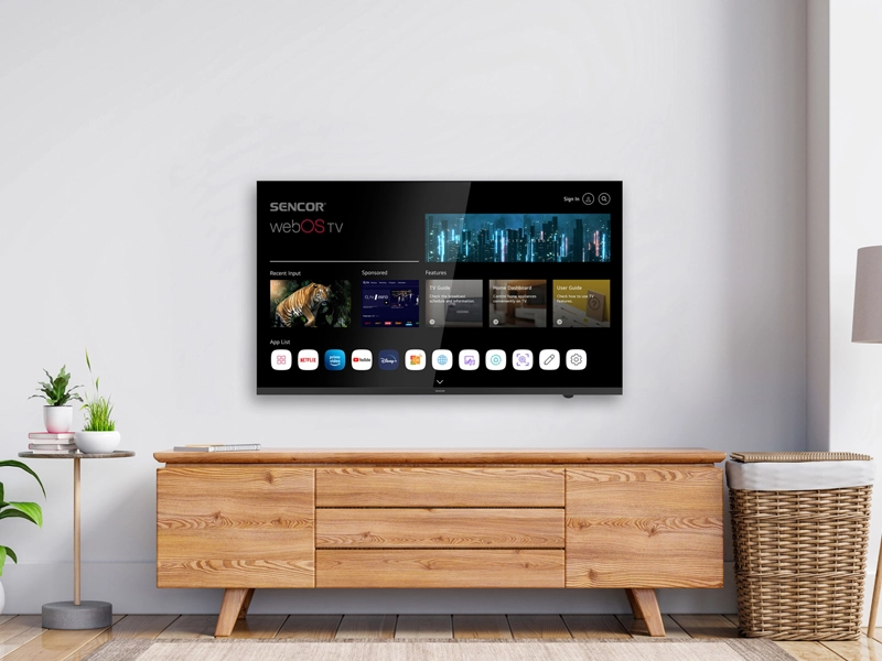 Sencor_SLE43US850TCSB smart tv na stene