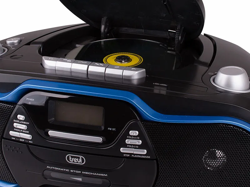 Boombox Trevi CMP 574 USB prehrá hudboné CD, CD-MP3 a audiokazety.