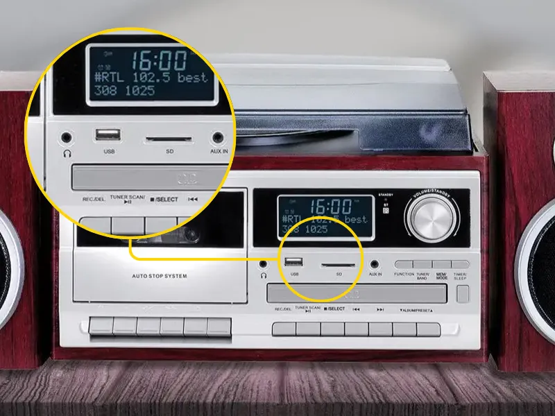 Jednoducho pripojte USB disk, pamäťovú kartu s MP3 súbormi alebo bezdrôtovo aj ďalšie externé zariadenia k stereo HIFI systému Trevi TT 1072 DAB Brown a užívajte si obľúbené skladby pomocou 2 výkonných reproduktorov.