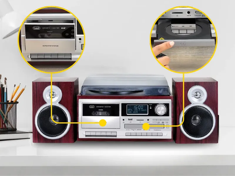 Vložte do HiFi systému Trevi TT 1072 DAB Brown hudobné CD, CD-MP3 alebo audiokazety a prežite znovu vzácne chvíle ukryté v jednotlivých skladbách.