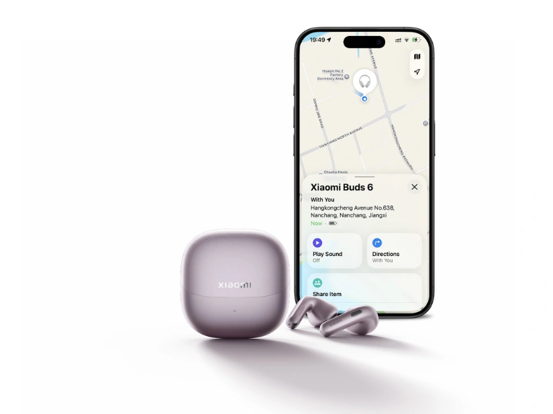 Slúchadlá Xiaomi Buds 6 Nebula Purple sú kompatibilné s Apple Find My aj Xiaomi Find Hub.