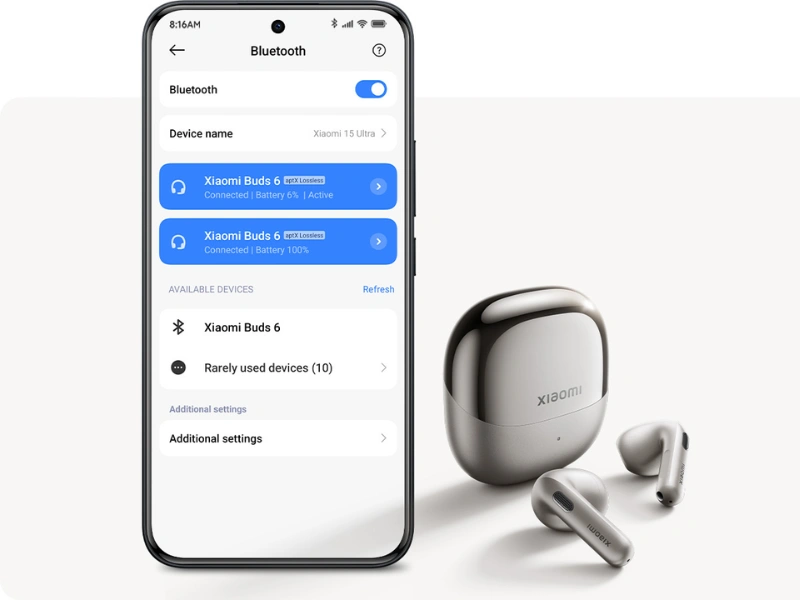 Slúchadlá Xiaomi Buds 6 Titan Gray spárujete so svojím zariadením otvorením puzdra.