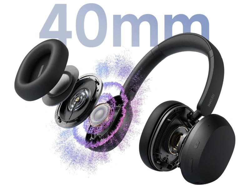 Vďaka veľk&eacute;mu 40 mm dynamick&eacute;mu meniču s podporou Hi-Res Audio si s bezdr&ocirc;tov&yacute;mi sl&uacute;chadlami Xiaomi Redmi Neo vychutn&aacute;te mohutn&eacute; basy a jemn&eacute; v&yacute;&scaron;ky.