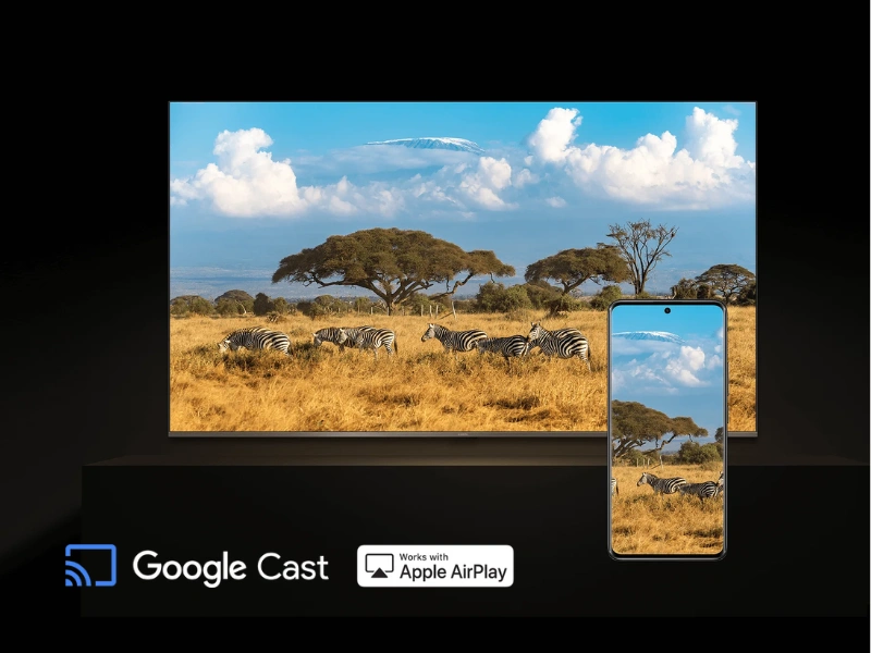 Vďaka funkcii Google Cast a Apple AirPlay môžete streamovať obsah svojho zariadenia priamo na televízore TV A Pro 43U a užiť si tak svoje zážitky na veľkej 43“ obrazovke.