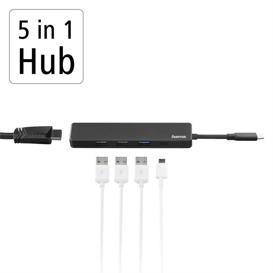 USB-C HUB MULTIPORT 4X USB 1X HDMI HAMA dizajn