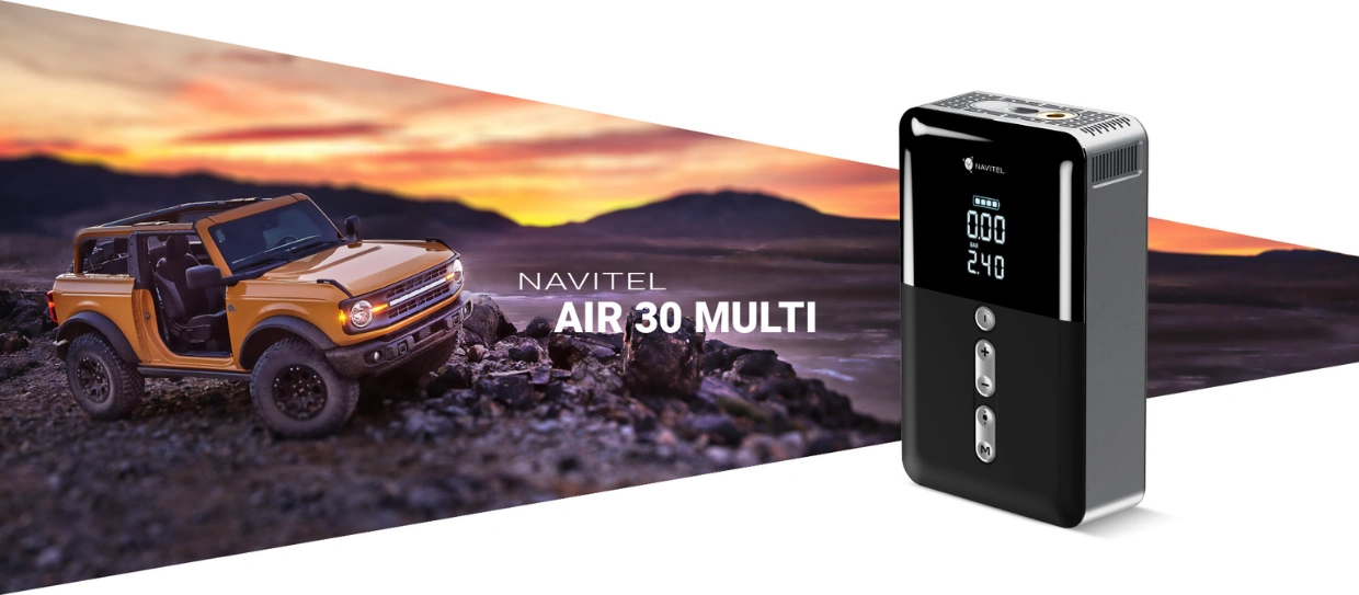 Kompresor NAVITEL AIR 30 MULTI disponuje bateriou.