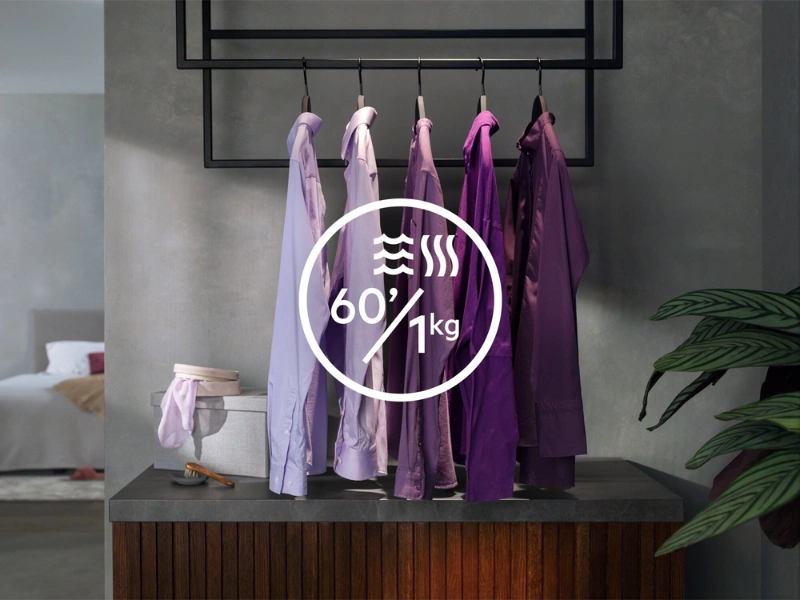 Pr&aacute;čka so su&scaron;ičkou AEG LWR71842BC prin&aacute;&scaron;a program Quick 20' Wash&Dry 60' pre expresn&eacute; pranie oblečenia.
