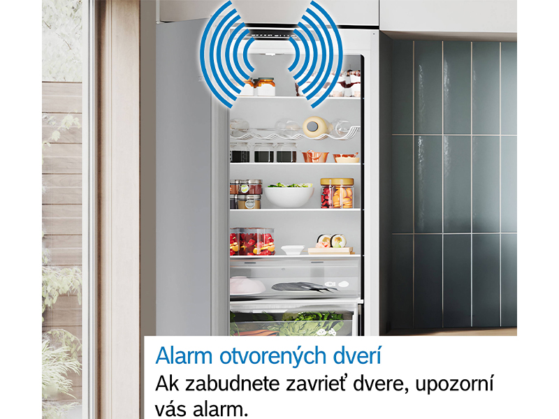 Chladnička Bosch KIN86VSE0 má alarm, ktorý vás upozorní na nedovreté dvere.