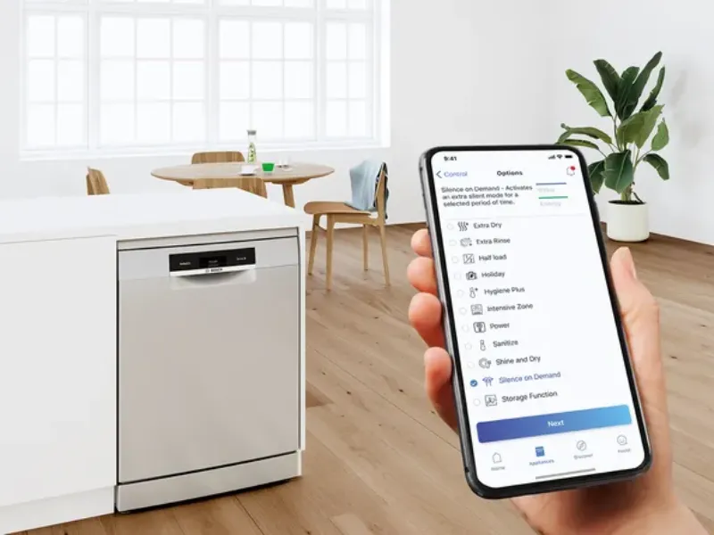 Funkcia Silence on demand zn&iacute;ži hlučnosť um&yacute;vačky riadu Bosch SMV2ITX09E na minimum po dobu až 30 min&uacute;t, pričom ostane nepretržite v prev&aacute;dzke.