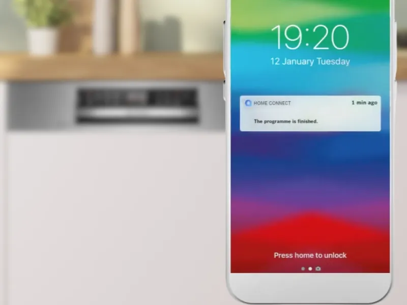 Push notifikácie vás držia v obraze o dianí v Bosch SMV4ECX28E.