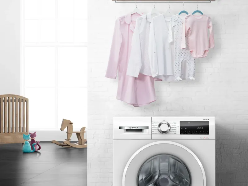 Práčka Bosch WNG24401BY ponúka mimoriadnu hygienu s programom Hygiena Care, ktorý účinne eliminuje baktérie aj z jemnéj bielizne.