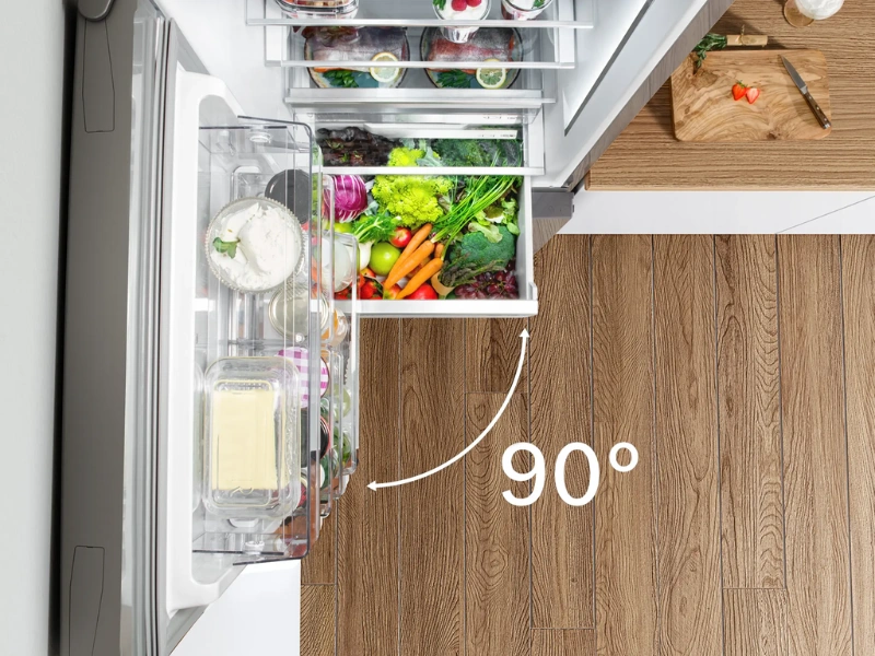 Bosch KGN36VIBT m&ocirc;žete vďaka technol&oacute;gii Perfect Fit umiestniť aj tesne k stene.