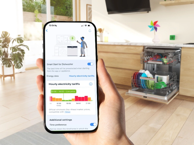 Aplikcia Home Connect v umvačke Bosch SBD6ECX21E umožňuje ovldanie na diaľku.