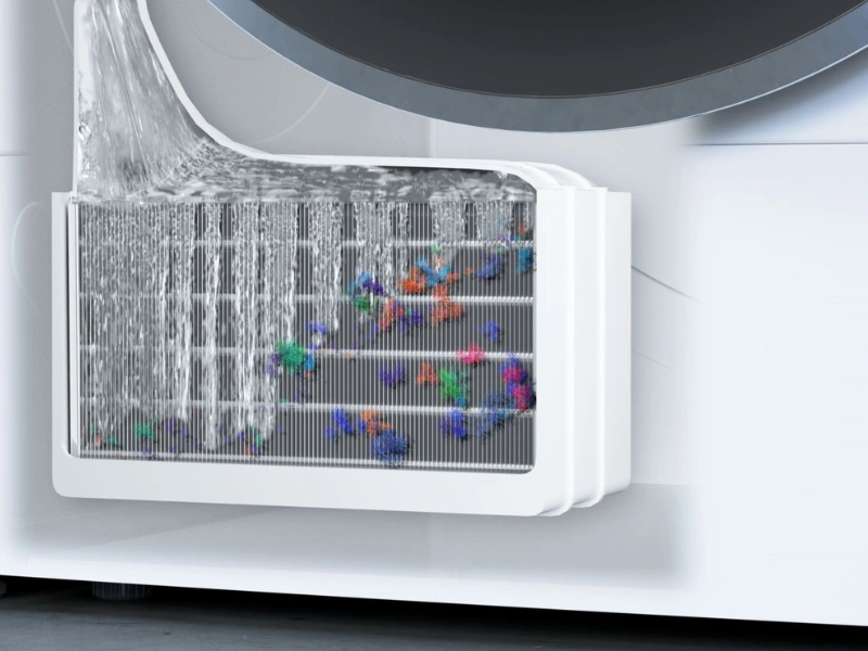 Technológia Self Cleaning Condenser počas sušenia až 4-krát čistí kondenzátor sušičky Bosch WQB246DNBY.