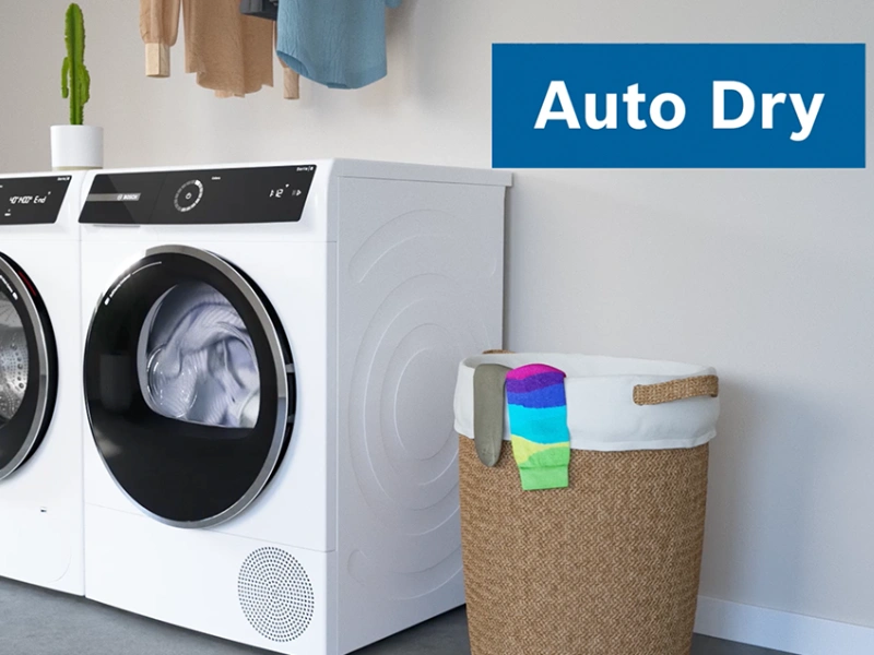 Systém Auto Dry v sušičke Bosch WRB247CNBY zabezpečí vysušenie podľa zvolenej úrovne.
