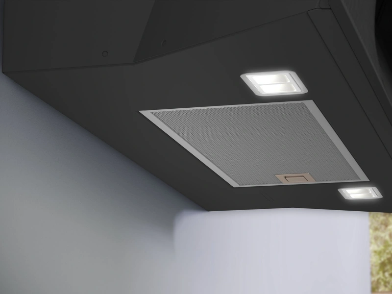 Úsporné LED osvetlenie na odsávači Bosch DBB85CC60 zabezpečuje dokonalý prehľad a šetrí náklady.
