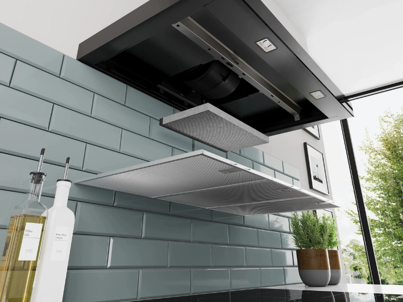 Vstavaný odsávač pár Bosch DWB63BC60 využíva systém dvojitej filtrácie s filtrom Clean Air.