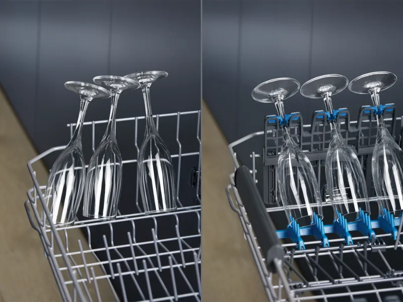 Držiaky SoftGrips a SoftSpikes umývačky riadu Electrolux EEG62310L bezpečne udržia poháre na svojom mieste a ochránia ich pred rozbitím.