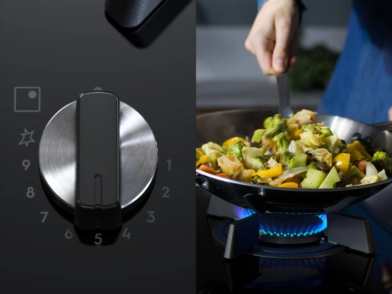 S ovládačmi StepPower na doske Electrolux KGG643753K si presne nastavíte plameň od stupňa 1 do 9, vďaka čomu získate dokonalú kontrolu nad celým varením.