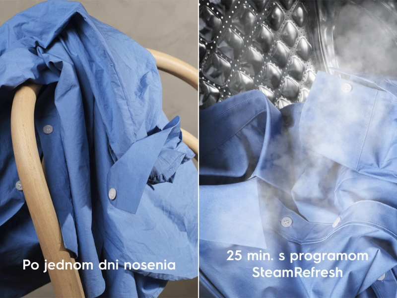 Spoľahnite sa na pr&aacute;čku Electrolux EW7F4485CQ a jej program SteamRefresh, ktor&yacute; pomocou pary neutralizuje pachy a redukuje pokrčenie odevov už za 25 min&uacute;t.