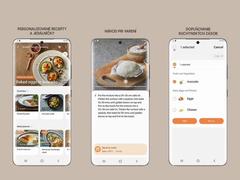 Vstavan&aacute; r&uacute;ra Samsung NV7B44403AB/U3 a aplik&aacute;cia SmartThings Cooking v&aacute;s preved&uacute; celou pr&iacute;pravou obeda, vďaka čomu upečiete dokonal&eacute; jedlo, aj keď v&ocirc;bec nie ste prof&iacute;k.