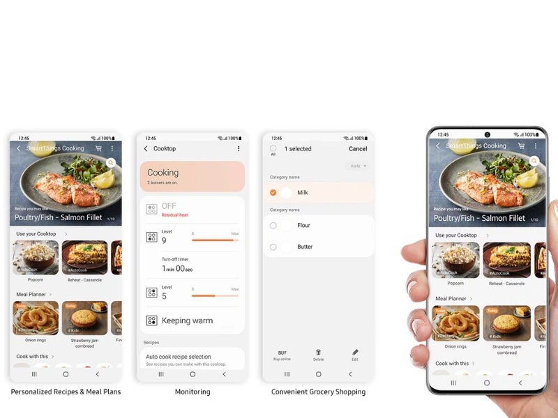 Varná doska Samsung NZ64B6056GK/U2 a aplikácia SmartThings Cooking odporučia recepty na mieru.