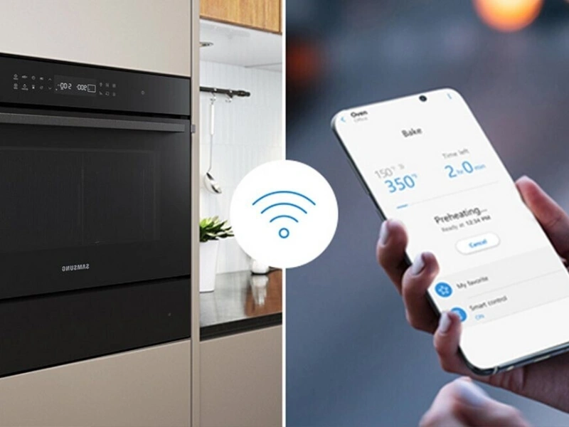 Mikrovlnná rúra Samsung NQ5B4513GBS/U3 prináša Wi-Fi pripojenie s aplikáciou SmartThings Cooking.
