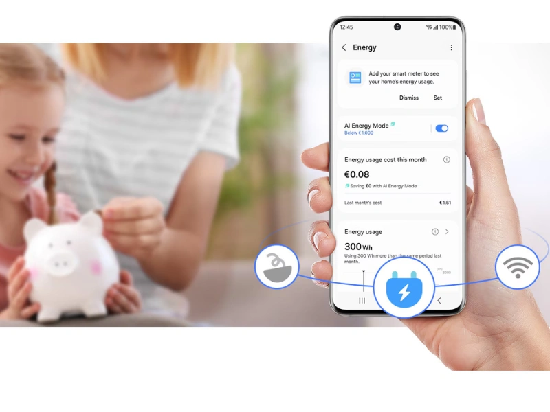 Vďaka režimu AI Energy vám umývačka riadu Samsung DW60DG770B00U1 pomôže znížiť spotrebu energie až o 23 %.