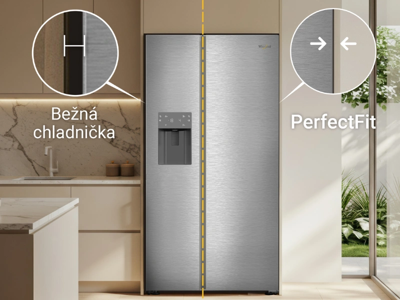 Vďaka konštrukcii Perfect Fit umiestnite chladničku Whirlpool SW8 AM2C XR2 do výklenku bez akýchkoľvek medzier, čím získate vzhľad vstavaného spotrebiča.
