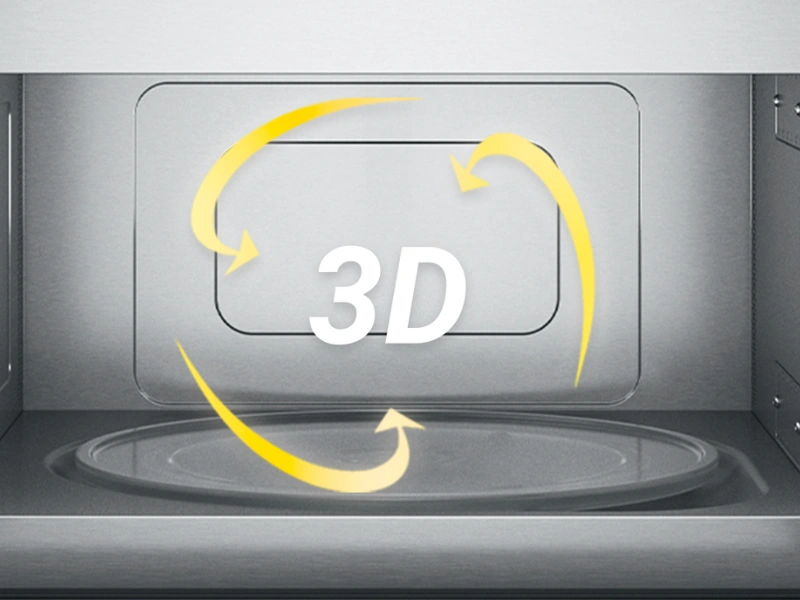 Pokročilá 3D technológia distribúcie mikrovĺn zaisťuje dokonale rovnomerný ohrev jedávl v mikrovlnke Whirlpool MBNA910X.