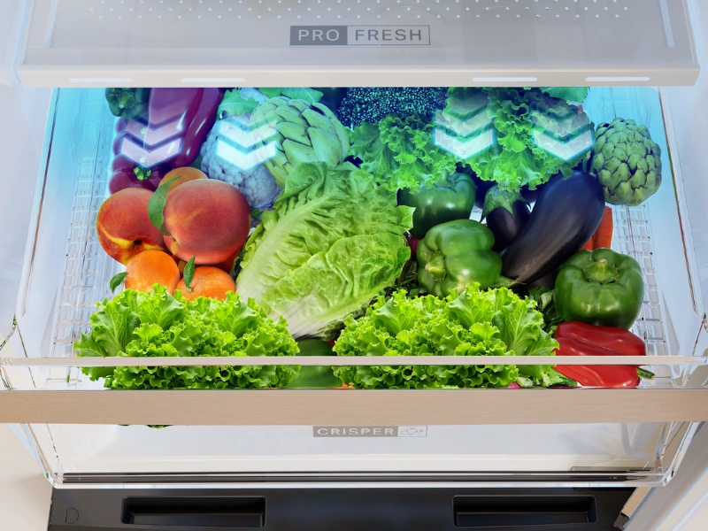 Technológia ProFresh v chladničke Whirlpool WHK 26404 XP7E s inovatívnym prúdením vzduchu zaručí, že vaša zelenina a ovocie zostanú plné chuti, sviežosti a vitamínov po dlhší čas.