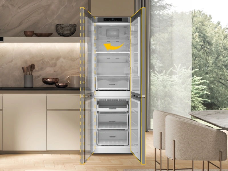 Na chladničke Whirlpool WHK 26404 XP7E viete zmeniť smer otvárania dverí.