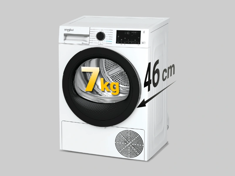 Sušička prádla Whirlpool C WSD 74M WBS CZ sa vďaka svojej iba 45 cm hĺbke zmestí aj do menších kúpeľní.