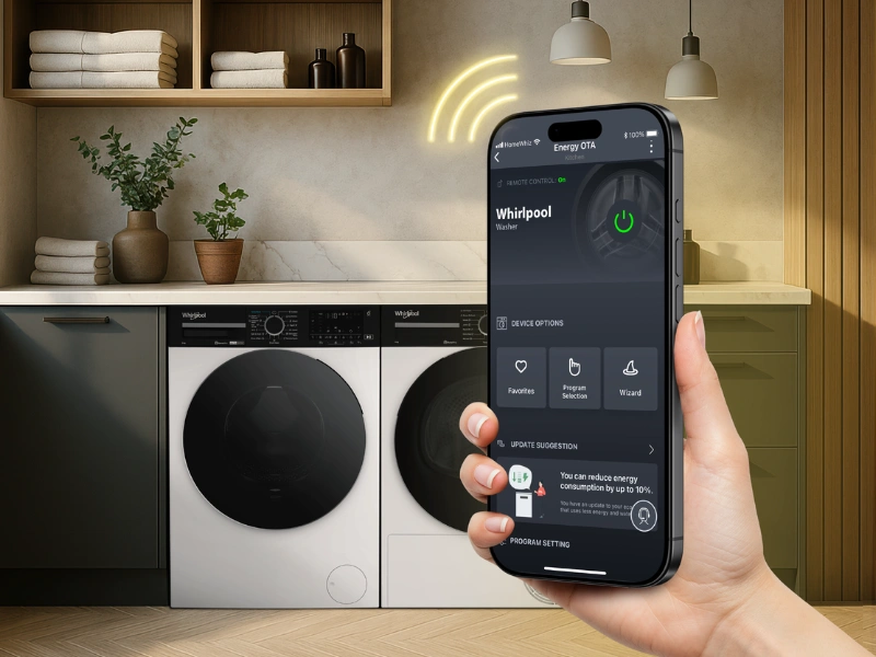 Aplikácia HomeWhiz vám dáva plnú kontrolu nad práčkou Whirlpool WPM 87W ADS EE.