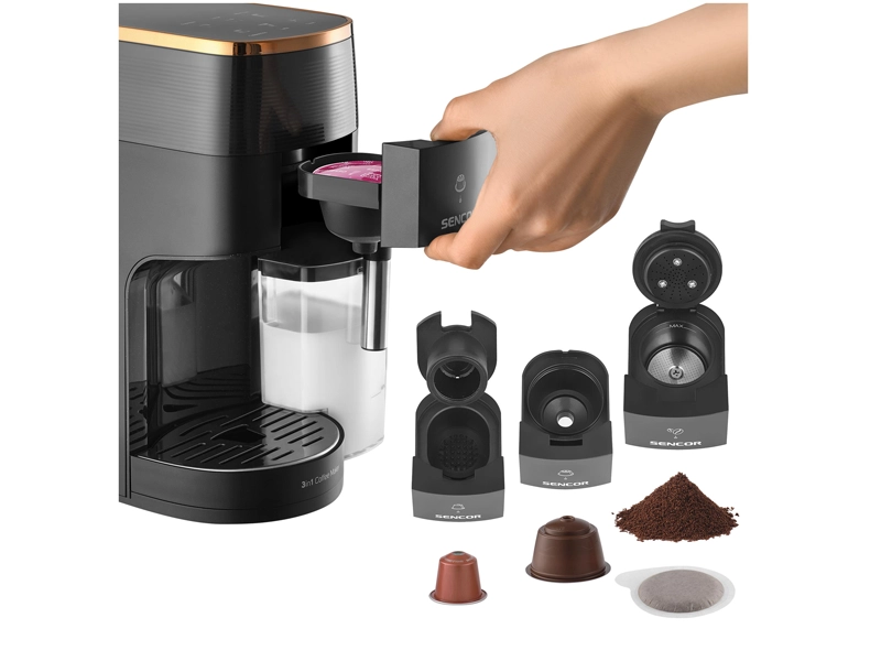 Multikapsulov&yacute; espresso k&aacute;vovar Sencor SCC 3000BK - kompatibilita s kapsulami.