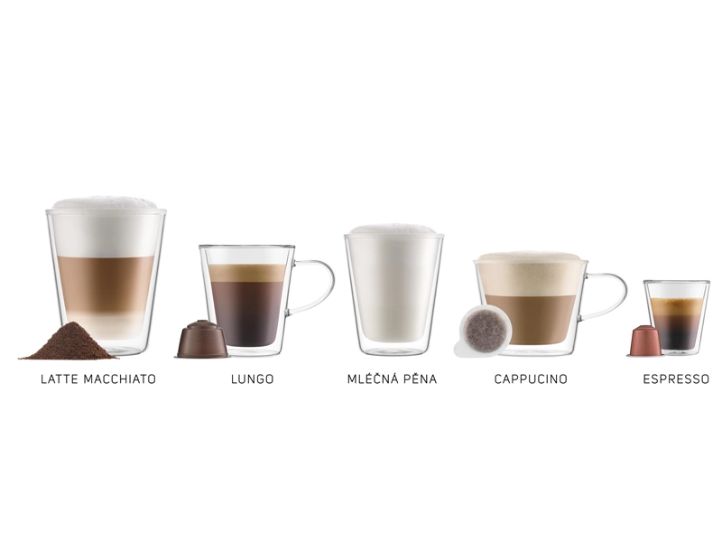 Multikapsulov&yacute; espresso k&aacute;vovar Sencor SCC 3000BK programy.