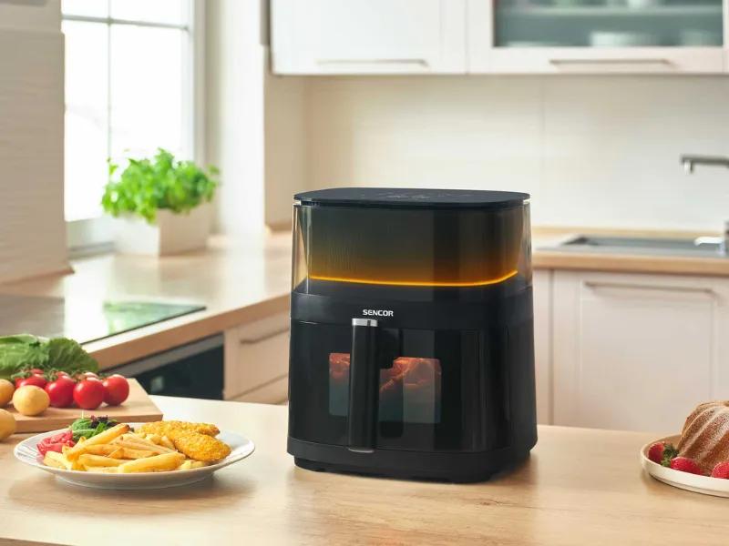 Fritéza Sencor SFR 5050BK využíva technológiu cirkulácie horúceho vzduchu, ktorá jedlo rovnomerne prepečie zo všetkých strán - rýchlo, zdravo a bez zápachu prepáleného oleja.