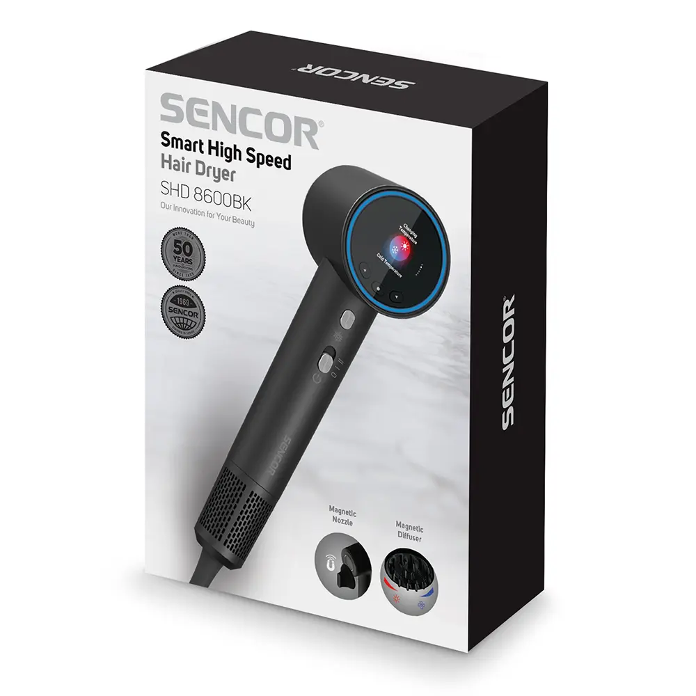 Vysoušeč vlasů Sencor SHD 8600BK obsah balení