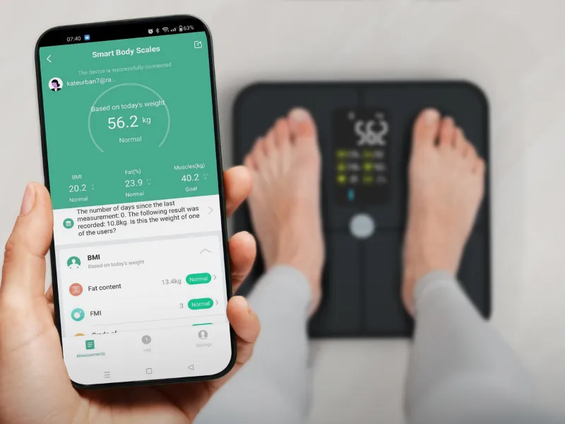 Pripojte osobnú váhu AENO BS2S k aplikácii AENO, vďaka ktorej preberiete plnú kontrolu nad svojim zdravím a kondíciou.