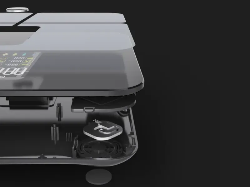 Jednoduchá údržba, mimoriadna odolnosť a elegantný sofistikovaný dizajn - to je sľub, ktorý plní povrch z tvrdeného ITO skla osobnej váhy BS2S.