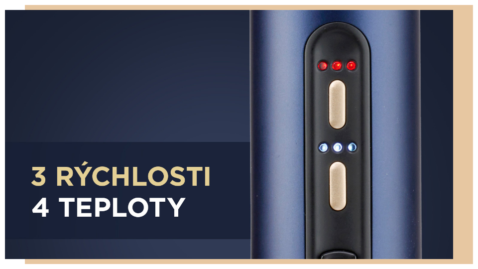 BabyLiss Air Wand AS6550E sa vďaka 3 rýchlostiam a 4 nastaveniam teploty prispôsobí vašim potrebám.