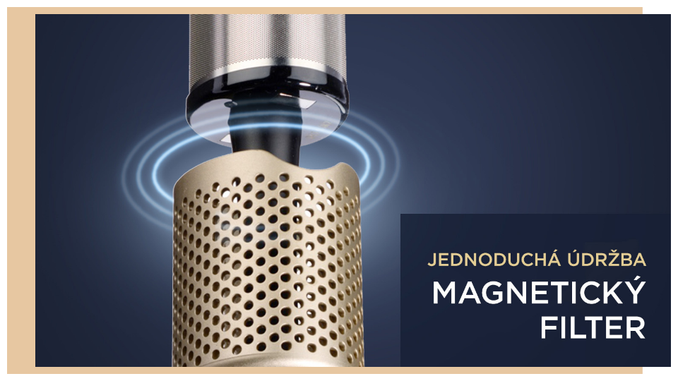 BabyLiss Air Wand AS6550E je vybavený odnímateľným filtrom na magnet, čo nielenže optimalizuje prúdenie vzduchu, ale tiež uľahčuje jeho čistenie.