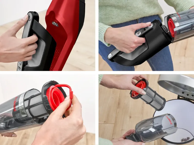 Vďaka jednoduchému dizajnu nádoby na prach vysávača Bosch BBH3ZOO28 je jej vysypanie mimoriadne jednoduché a pohodlné.