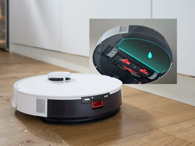 Vibračný mop na vysávači Bosch Spotless Advanced BCRC2W imituje ručné drhnutie.